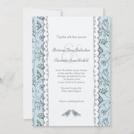 Convites Feliz Pássaros Azuis Casando Dodle Trendy Orçament