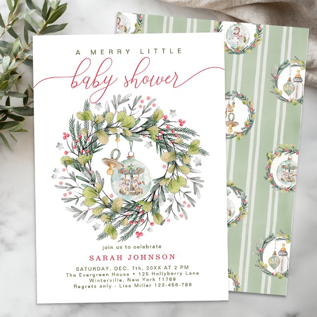 Convites Feliz Pequena coroa Chá de fraldas de Natal (Holiday Baby Shower Theme)