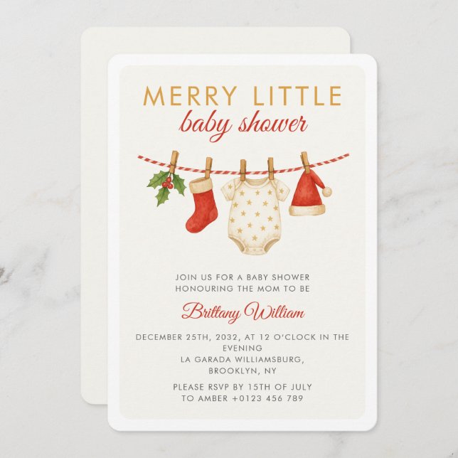 Convites Feliz Pequeno Bebê Chá de fraldas (Frente/Verso)