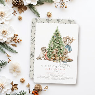 Convites Feliz Pequeno Chá de fraldas de Floresta de Natal