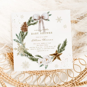 Convites Feliz Pequeno Chá de fraldas Fundo Neutro