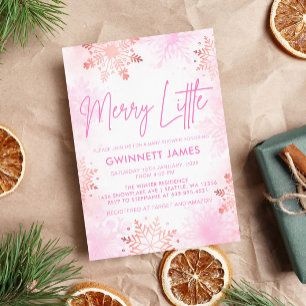 Convites Feliz Pequeno Chá de fraldas Rosa