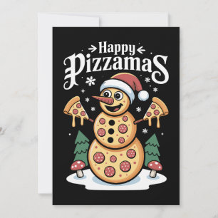 Convites Feliz Pizzamas Natal Pizza Boneco de Neve Chapéu d