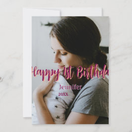 Convites Feliz primeiro aniversario, bebê mãe vermelha, lar