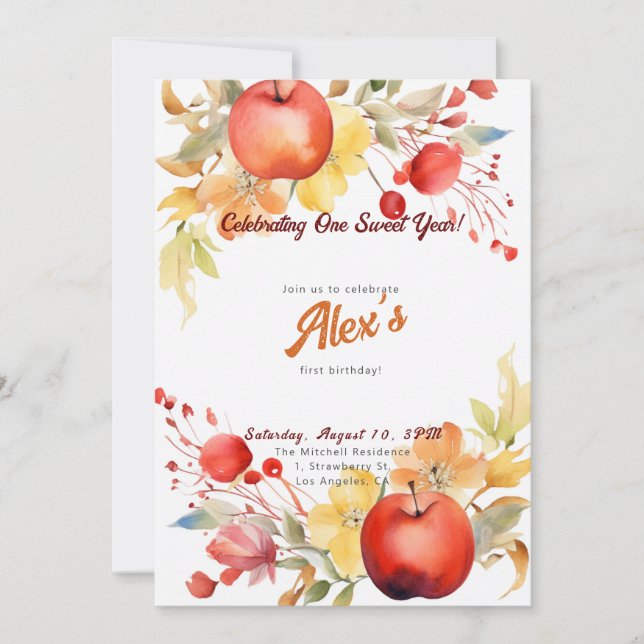 Convites Feliz Primeiro Aniversário! Festa de Aniversário d (Frente)