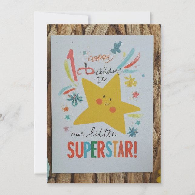 Convites "Feliz primeiro aniversario para nossa Pequena Sup (Frente)