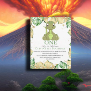 Convites Feliz primeiro aniversario para o seu pequeno dino