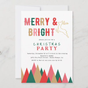 Convites Feliz retrô colorida e festa de Natal brilhante