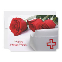 Feliz Semana das Enfermeiras. Rosa vermelha e plac