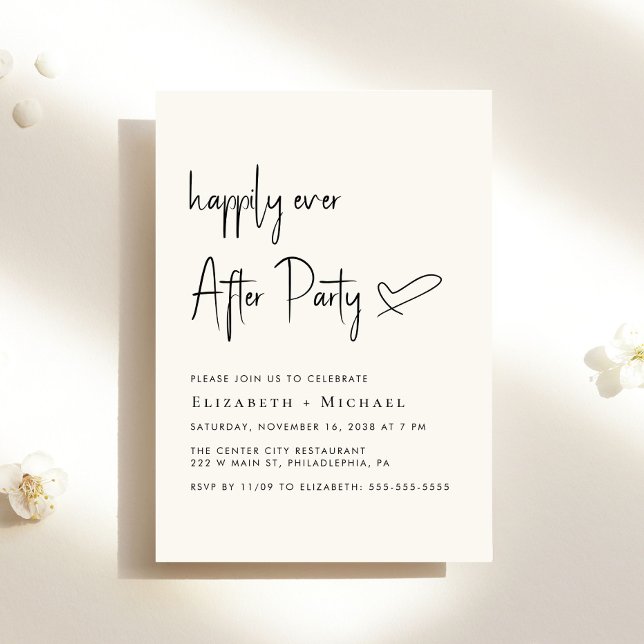 Convites Feliz Sempre Depois da Recepção de casamento de Cr (An chic Happily Ever After Party invitation for your wedding celebration)