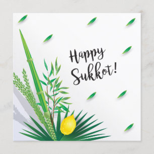 Convites Feliz Sukkot Lulav e Etrog Aquarela