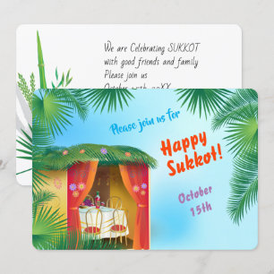 Convites Feliz Sukkot Sukkah Lulav e Etrog Aquarela