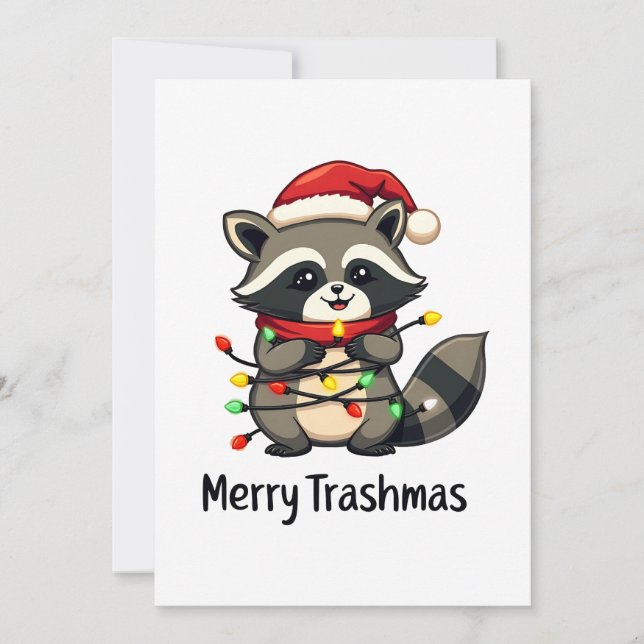 Convites Feliz Trashmas Guaxinim Divertido Natal Feriado  (Frente)