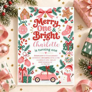 Convites Feliz Um & Brilhante Aniversário de Natal Primeiro