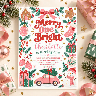 Convites Feliz Um & Brilhante Aniversário de Natal Primeiro