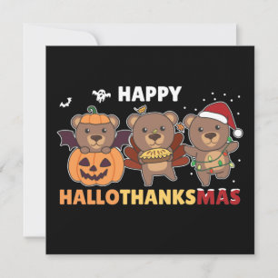 Convites Feliz Urso de Natal do Hallothanksma's