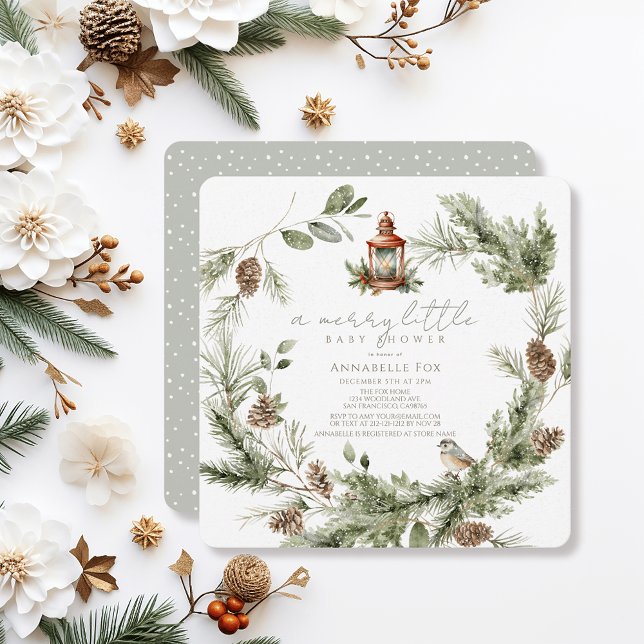 Convites Feliz Verde por Wreath Pequeno Chá de fraldas (Criador carregado)