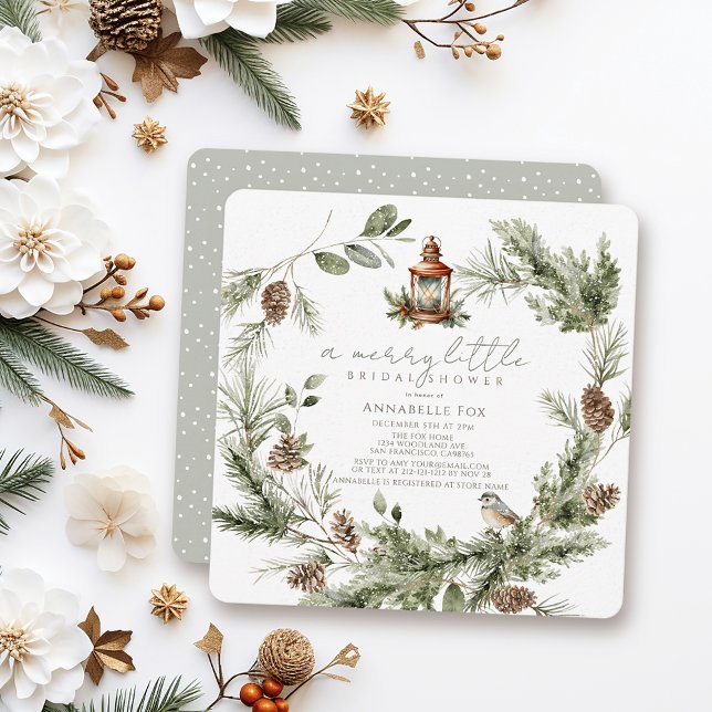 Convites Feliz Verde por Wreath Pequeno Chá de panela (Criador carregado)