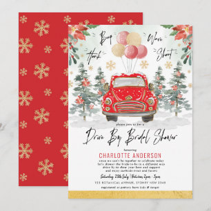 Convites Feliz Vermelho Verde Dourado Inverno por Chá de pa