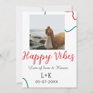 Convites Feliz Vibes, casal de feriado, data do casamento v