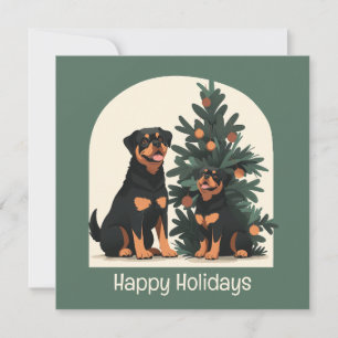 Convites Felizes Festas Cães Rottweiler