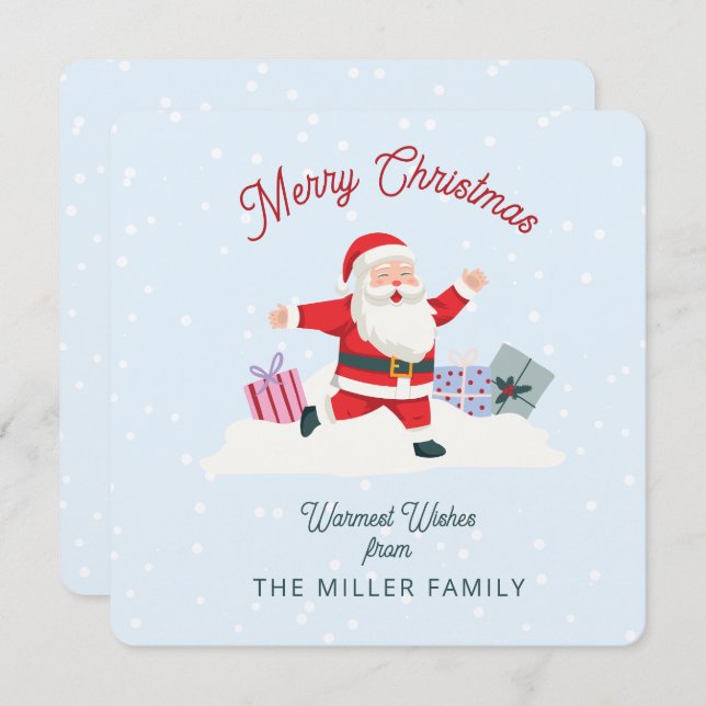 Convites Felizes Papais noeis, azul claro Natal (Frente/Verso)