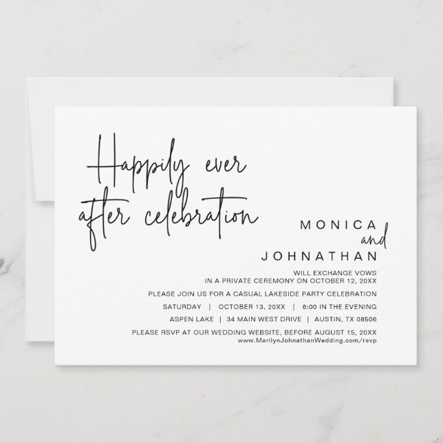 Convites Felizmente Depois, Celebração do Elopemento de Cas (Frente)