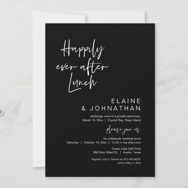 Convites Felizmente Depois De Brunch, Elopement Classy Blac (Frente)