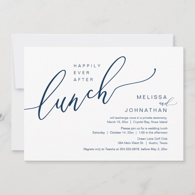 Convites Felizmente Depois Do Almoço De Elopemento De Casam (Frente)