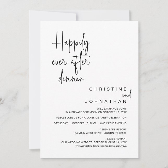 Convites Felizmente Depois Do Festa De Janto De Elopemento  (Frente)