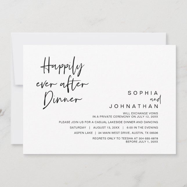 Convites Felizmente, depois do Janto de casamento, preto e  (Frente)