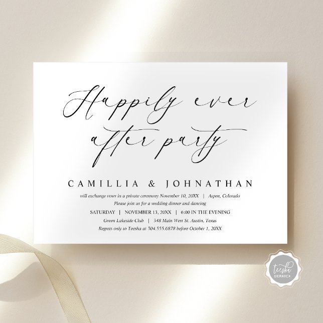 Convites Felizmente Depois Do Partido Do Elopemento De Casa (Happily Ever After Wedding Elopement Party Invitation Card, Digital Download, Online template)