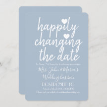 Felizmente Mudando a data Casando Azul Azul