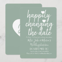 Felizmente Mudando a Data Sage Verde Casamento