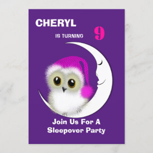 Convites Felpudo Night Owl Sleepover Personalizado