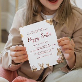 Convites Felz pascoa anual de coelhos e borboletas