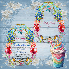 Convites Felz pascoa Brunch, aves ovinas decorativas