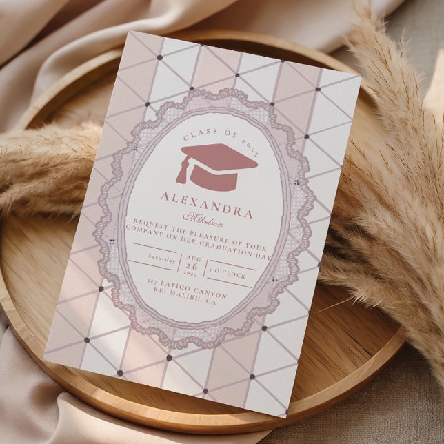 Convites Feminine Scalloped Graduation (Criador carregado)