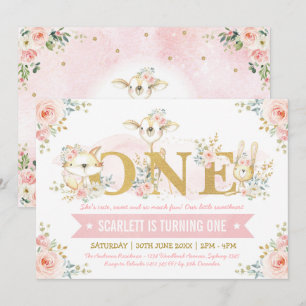 Convites Feminino cora o partido de primeiro aniversario