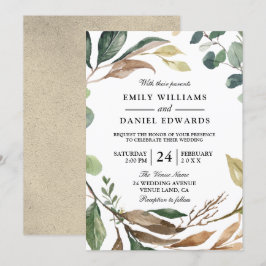Convites Fenda Elegante de Folha de Jardim ou Casamento de 