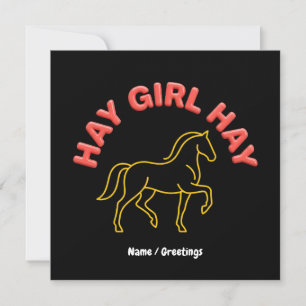 Convites Feno Menina Feno Retro Gráfico De Cavalo Chic Ocid