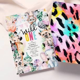 Convites Fera de um ano! Animais de Safari Legal Aniversári