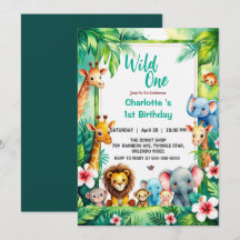 Fera Um Animal de Selva Fofo Aniversário de 1 Ano 