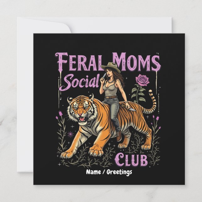 Convites Feral Mamãe Social Club | Presente Gráfico de Tend (Frente)