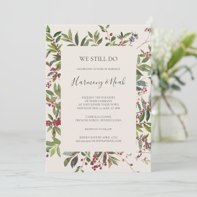 Convites Feriado Botânico Ainda Fazemos Renovação De Vow (Em pé/Frente)