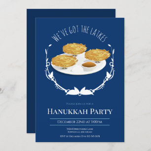 Convites Feriado branco azul de sorriso dos Latkes do