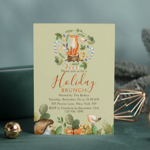 Convites Feriado Brunch De Natal Fox De Woodland Cute