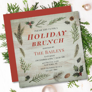 Convites Feriado Brunch Natal Rustic Floral