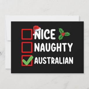 Convites Feriado da Lista de Natal Australiana Naughty Nice