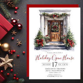 Convites Feriado da Porta Frente da Aquarela Aberta